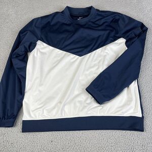 Nike Shield Victory Golf Jacket Mens M Blue White Pullover Windbreaker Sweater